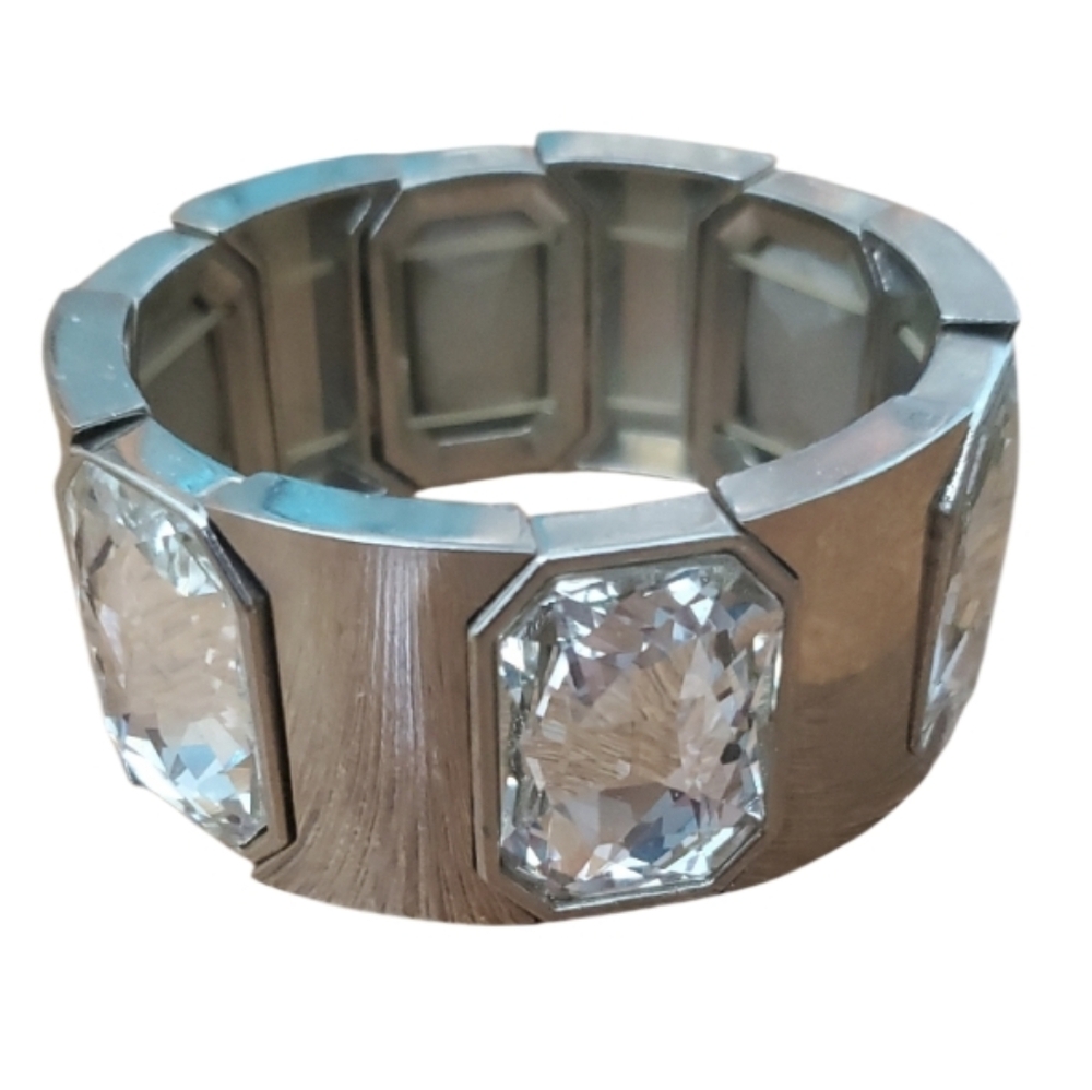 WHBM Wide Adjustable Elegant Silver Crystal Bracelet